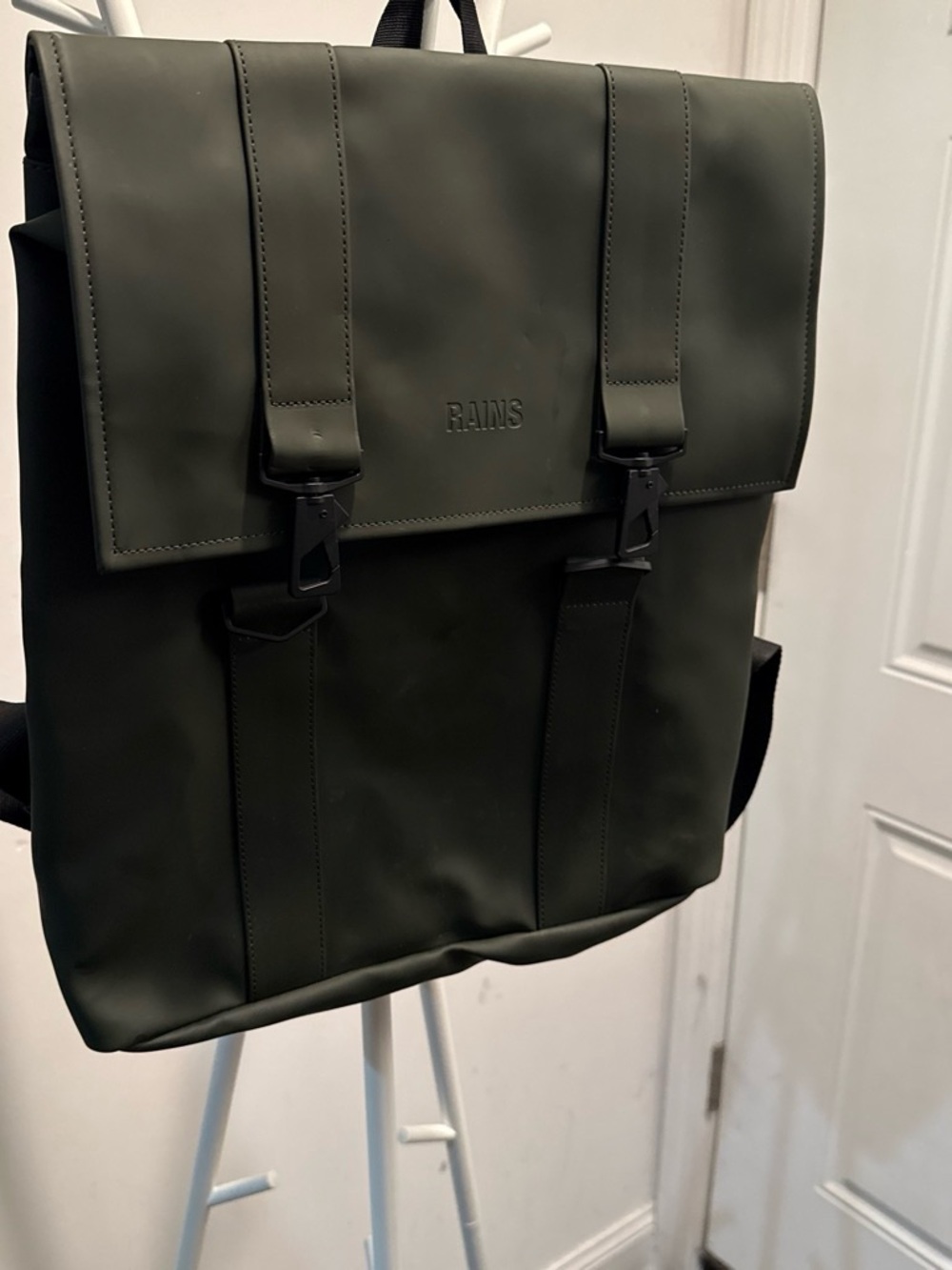 Rains Olive Green Roll-Top Backpack